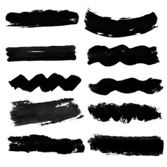 black and white paint brush strokes, set of watercolor paint strokes, brush stroke , 
