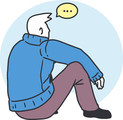 Contemplative Person Resting and Reflecting Vector. Representing loneliness, contemplation, mental health, and emotional moments