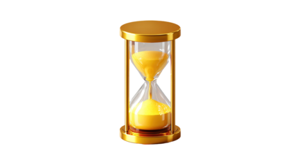 Golden Hourglass with Flowing Sand