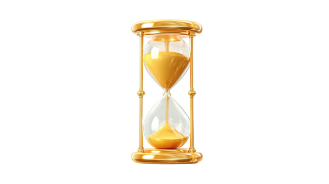 Golden Hourglass with Flowing Sand