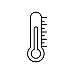 Thermometer icon illustrated in modern vector line style, isolated on a white background. Ideal for medical apps, temperature checking devices, healthcare equipment, and fever monitoring concepts.
