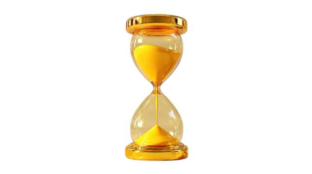 Golden Hourglass with Flowing Sand
