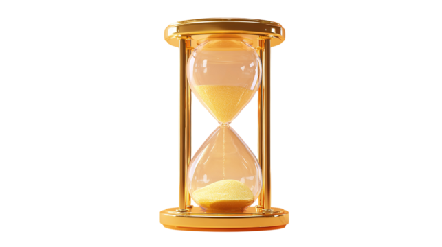Golden Hourglass with Flowing Sand