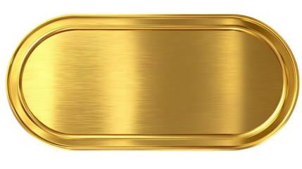 golden shiny blank metal nameplate isolated on transparent white background