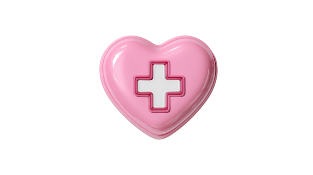 Red heart with white cross. Symbol for hospital