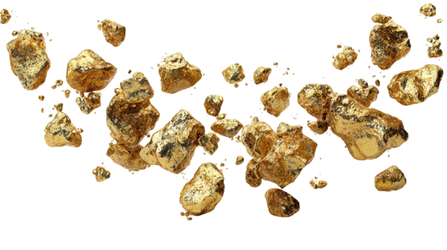 A captivating image showcases a lustrous golden nugget