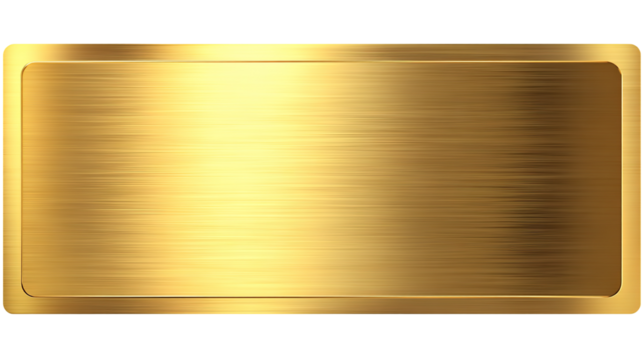 golden shiny blank metal nameplate isolated on transparent white background