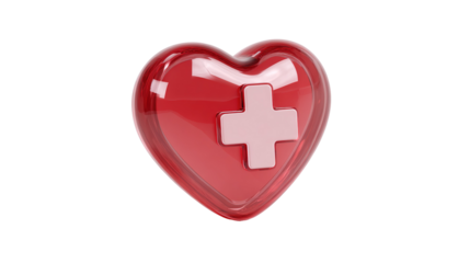 
Red heart with white cross. Symbol for hospital