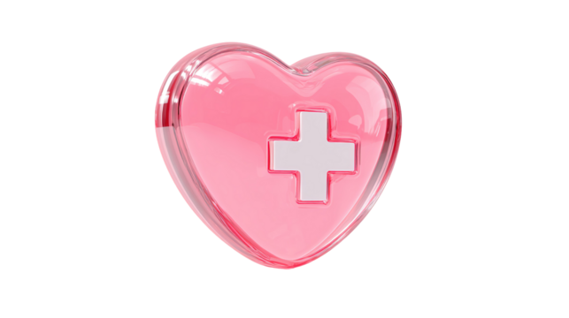 
Red heart with white cross. Symbol for hospital