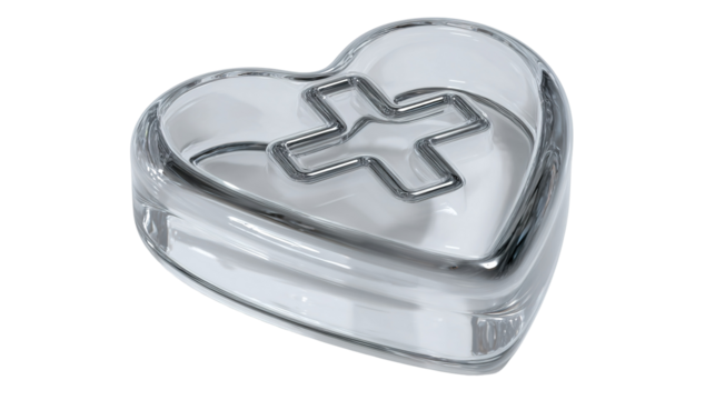 
Red heart with white cross. Symbol for hospital