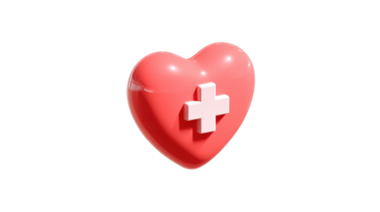 Red heart with white cross. Symbol for hospital