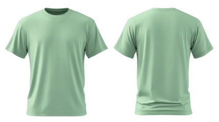 sky blue t shirt round neck front and back side template isolated on transparent white background 