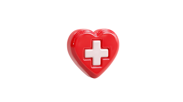 
Red heart with white cross. Symbol for hospital