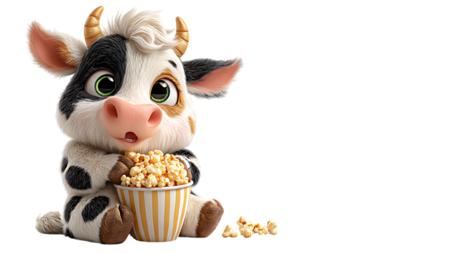 cow toy with popcorns  isolated on white - Powered by Adobe