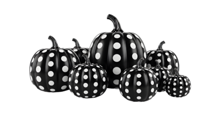 Elegant Halloween pumpkins with chic polka dots for sophisticated seasonal decor, create a stylish autumn celebration with these modern decorative gourds, perfect for festive designs
