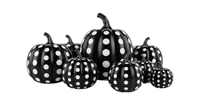 Elegant Halloween pumpkins with chic polka dots for sophisticated seasonal decor, create a stylish autumn celebration with these modern decorative gourds, perfect for festive designs