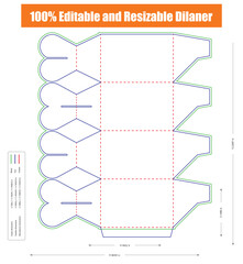 Christmas eve gift box packaging,Editable and resizable burger box dieline template.