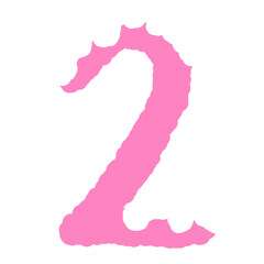Pink number two with snow