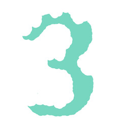 Green number three with snow