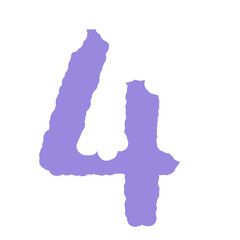 Purple number four with snow