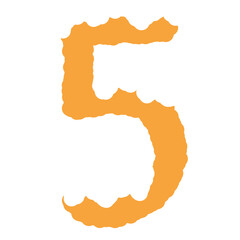 Orange number five with snow