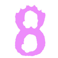 Pink Number eight with snow