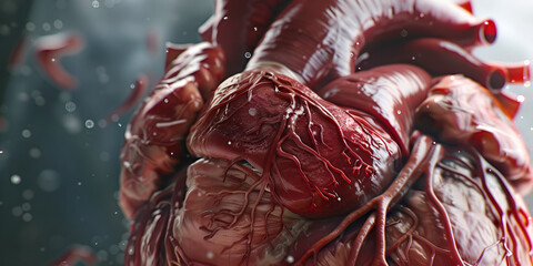 3D Rendering of Human Heart Anatomy with Detailed Vessels