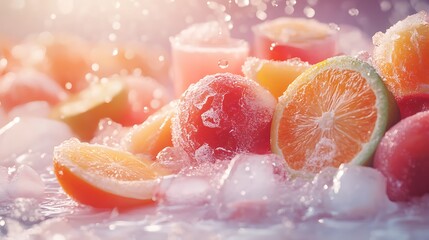 Fototapeta premium The ice sweet fruit juice and scene