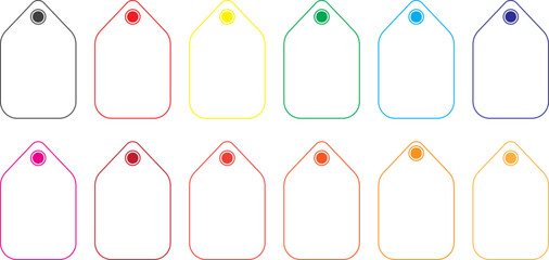 A set of colorful blank discount tags