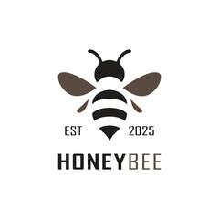 Honey Bee logo template, illustration vector of bee emblem retro isolated
