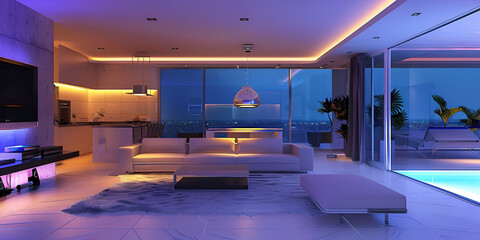 Chic Modern Living Room with Ambient Lighting