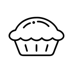 Pie Line Art Icon Vector Illustration of Baked Dessert Isolated on White Background
