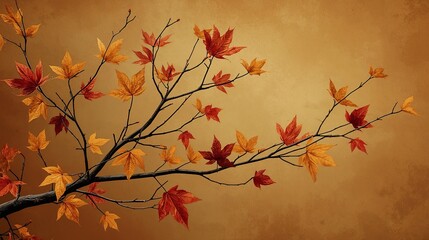 Stunning autumn maple leaves in warm golden light, capturing the vibrant beauty and ephemeral nature of fall season, perfect for seasonal campaigns and nature-themed designs.