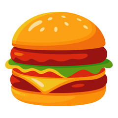 burger fast food snack flat color vector illustration template design