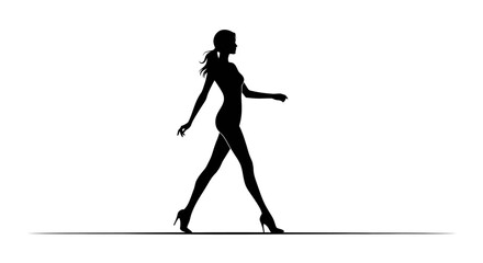 Elegant woman silhouette walking with confidence, a timeless design for fashion, beauty, or lifestyle brands seeking sophistication and style