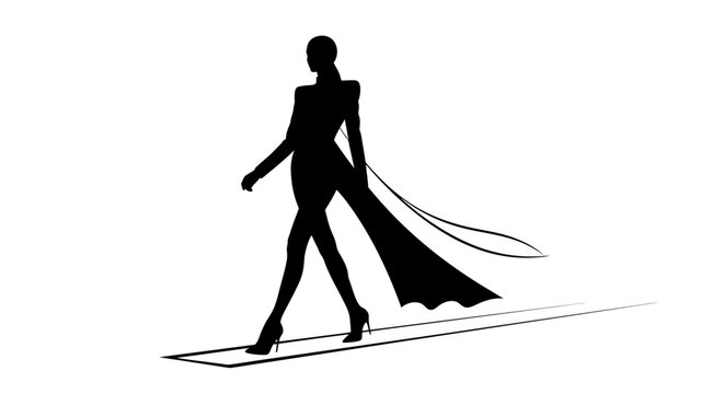 Elegant woman silhouette confidently walking the runway in style, showcasing fashion and grace for lifestyle brands and impactful visuals today