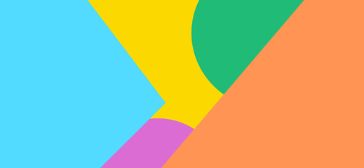 Abstract geometric shapes, color block art, diagonal layout wide background, playful bright tone cover design background, web banner