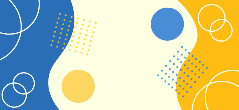 Abstract geometric shapes, playful retro style, memphis pattern wide background, cheerful tone cover design background, web banner