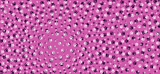 Cat paw prints, cute animal theme, playful pattern wide background, cheerful tone cover design background, web banner
