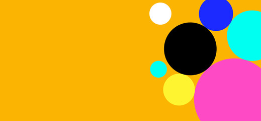 Colorful circles, abstract bubble design wide background, vibrant geometric style cover design background, web banner