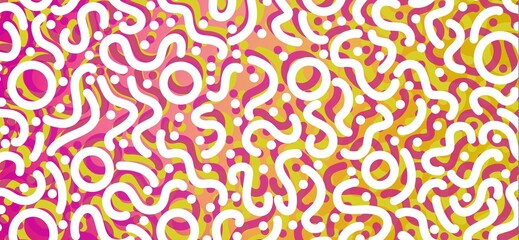 Colorful doodle lines, abstract wavy pattern wide background, playful artistic tone cover design background, web banner