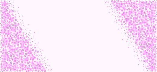 Falling sakura flowers, floral border style wide background, gentle spring tone cover design background, web banner