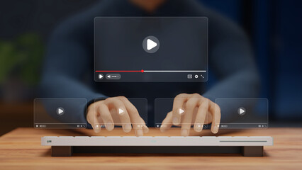 E-learning platform for online education, virtual classes, skill development, digital courses, training programs, seminar and remote learning success. Person learning skill via online platform. 3D