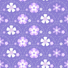 Seamless floral pattern with pink and purple flowers for spring and summer design
