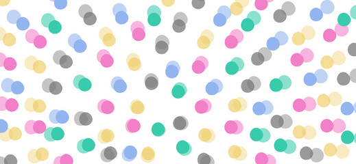 Soft color dots, playful confetti pattern wide background, cheerful pastel mood cover design background, web banner