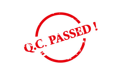 Q.C. PASSED ! - Red Rubber Stamp With text message Q.C. PASSED !
