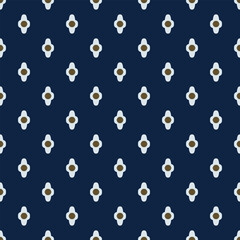 Elegant pattern classic blue background motif. Abstract shape oriental geometric ornament seamless texture design. Modern concept art textile swatch ladies dress, man shirt all over print block.