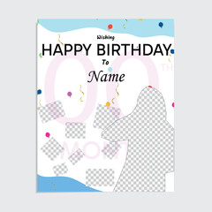 Simple Birthday wishing card/poster with ballons, ribbons , shapes etc.   