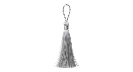 Silver tassel isolated on transparent background, a decorative element often used in jewelry, clothing, and home decor, adding a touch of elegance and sophistication
