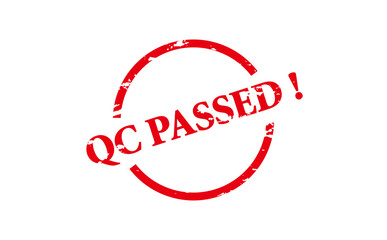 QC PASSED ! - Red Rubber Stamp With text QC PASSED !
